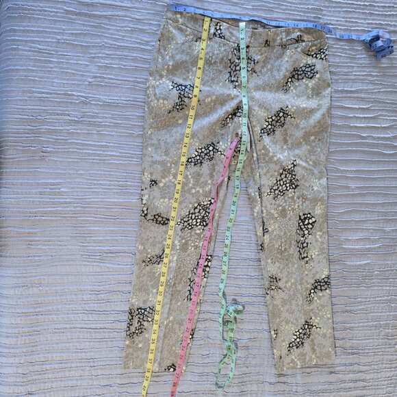 Larry Levine Snakeskin Print Trousers Grey Black Stretch Cotton Pants Size 12 - Picture 16 of 16